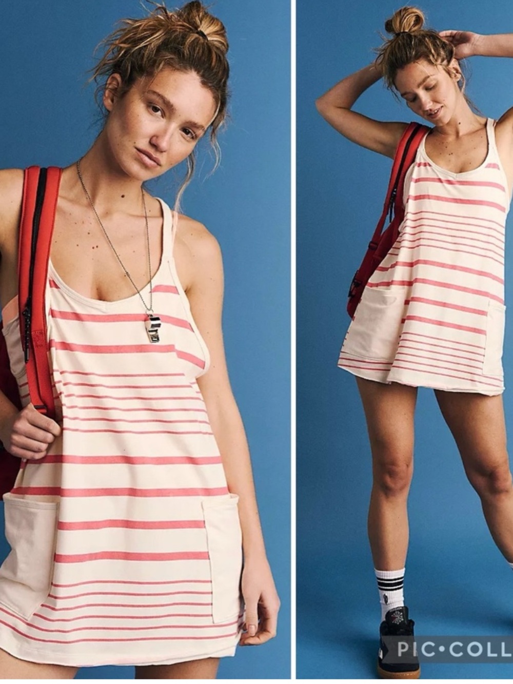 BNWT Free People Movement Hot Shot Mini Dress- Striped